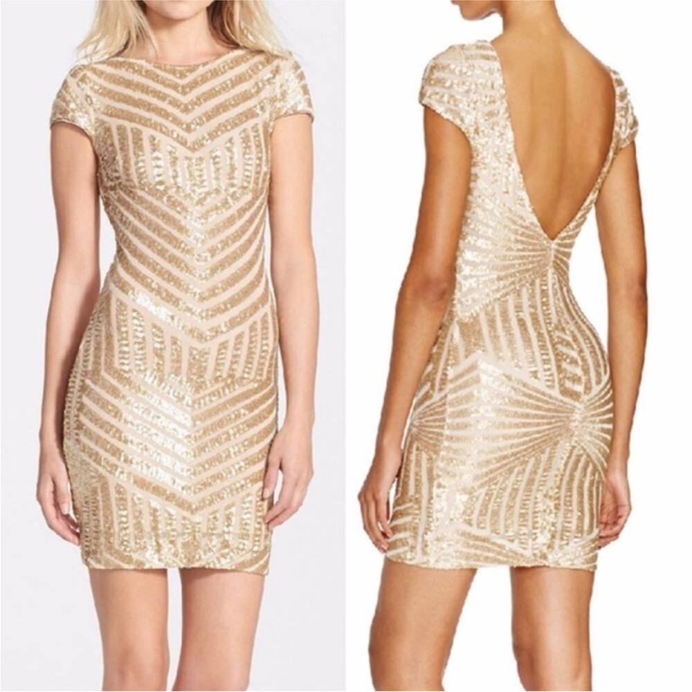 Dress the Population Gold Sequin Dresss